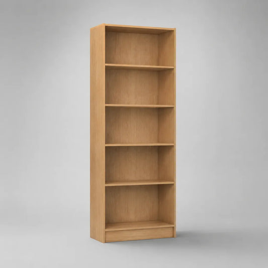 Bücherregal aus melaminharzbeschichteter Spanplatte, 5 offene Fächer, Eichefarben, 60 × 24 × 180 cm