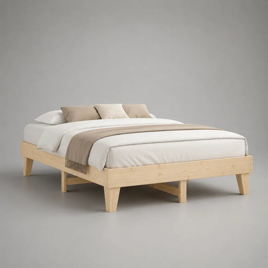 Doppelbett-Bettrahmen aus massivem Kiefernholz, Natur, 160 × 200 cm