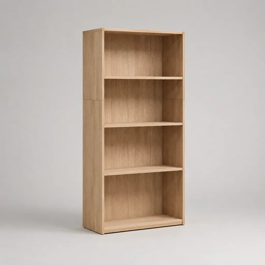 Bücherregal, Standregal mit 4 offenen Fächern aus melaminharzbeschichteter Spanplatte, Eiche hell, 80 × 30 × 180 cm